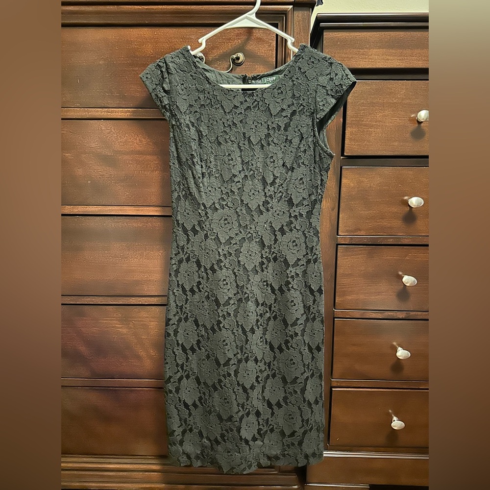 J. Crew Black Lace Midi Dress